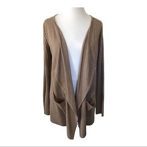 LARRY LEVINE OPEN FRONT TAN CARDIGAN SIZE MEDIUM